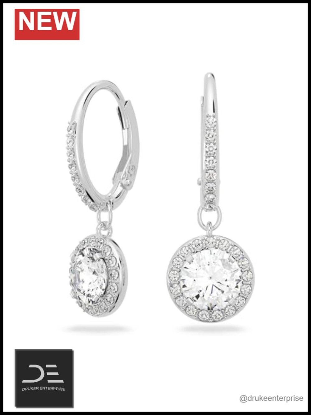 Swarovski Angelic Crystal Drop Pierced Earrings Rhodium Plated